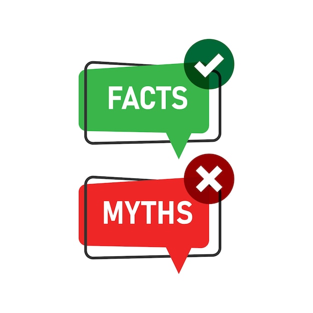 Myths vs facts icon in flat style True or false vector illustration on white isolated background Comparison sign business concept