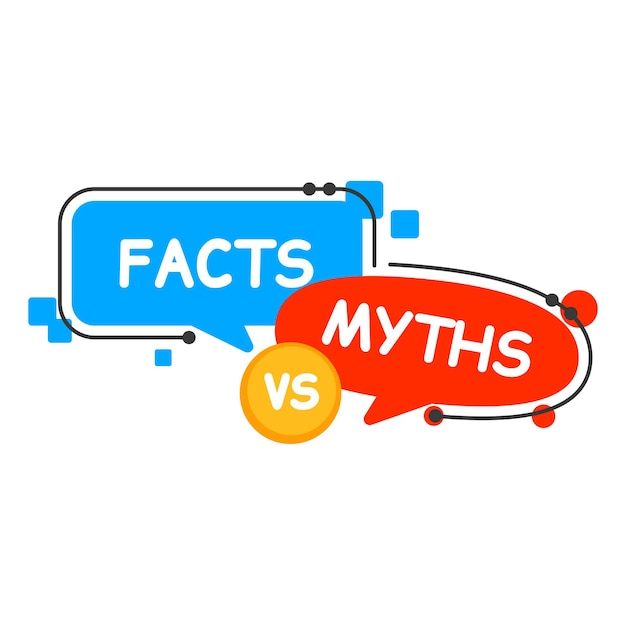 Myths vs facts icon Truth and false speech bubble