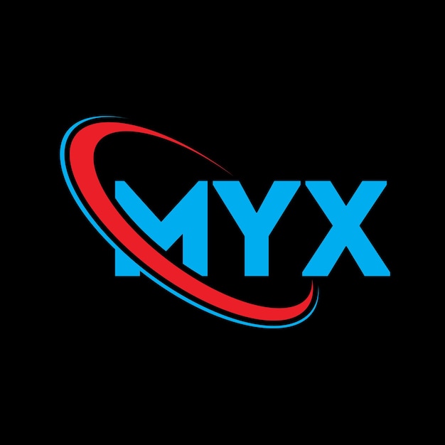 Vector myx logo myx letter myx letter logo ontwerp initialen myx logo gekoppeld aan cirkel en hoofdletters monogram logo myx typografie voor technologiebedrijf en vastgoedmerk