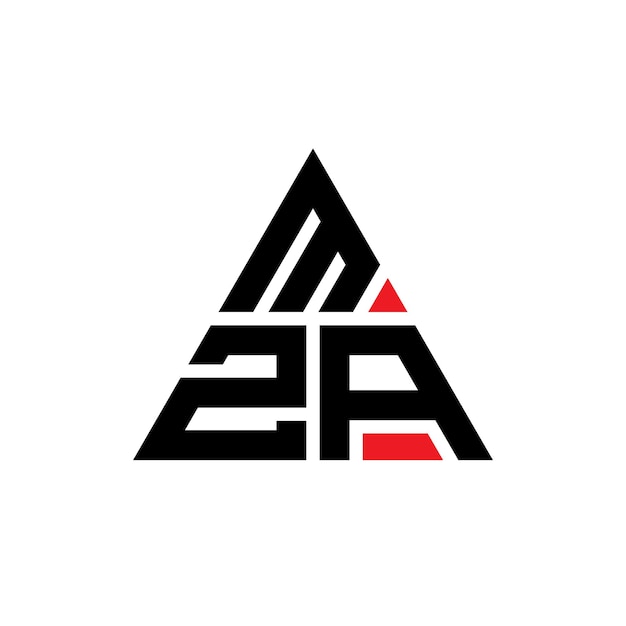 MZA triangle letter logo design with triangle shape MZA triangle logo design monogram MZA triangle vector logo template with red color MZA triangular logo Simple Elegant and Luxurious Logo