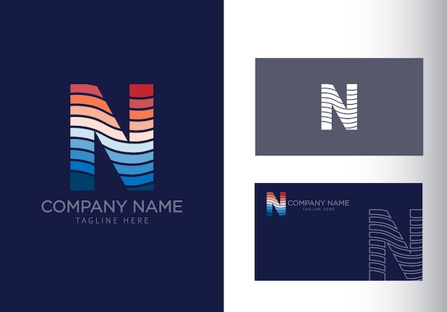 N brief met oceaangolven en zonsondergang strand vibes Lettertype stijl vector ontwerpsjabloon