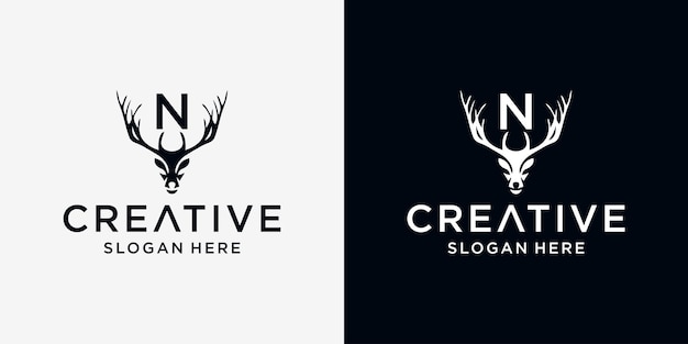 N deer head logo design