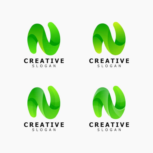 Vector n groen modern letterlogo-ontwerp