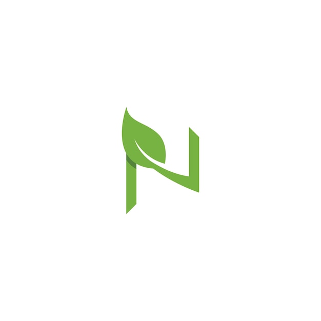 N Initial letter with green leaf