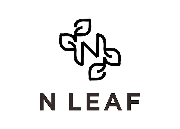 N leaf logo design vector illustration