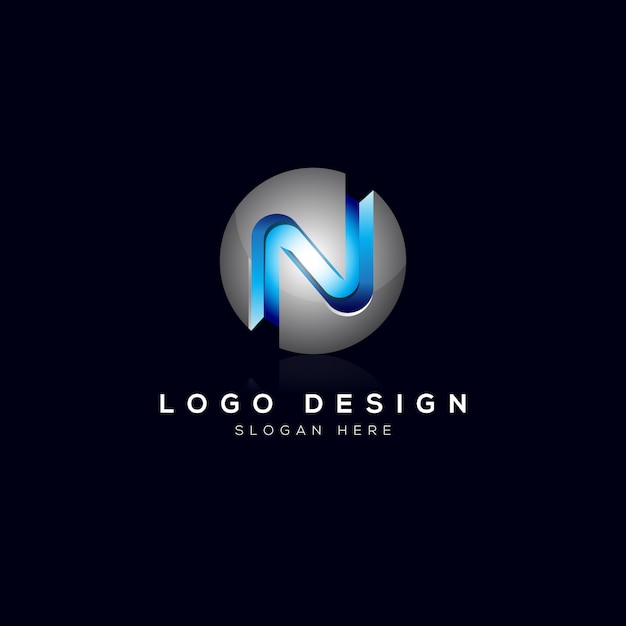 Vector n letter 3d logo template