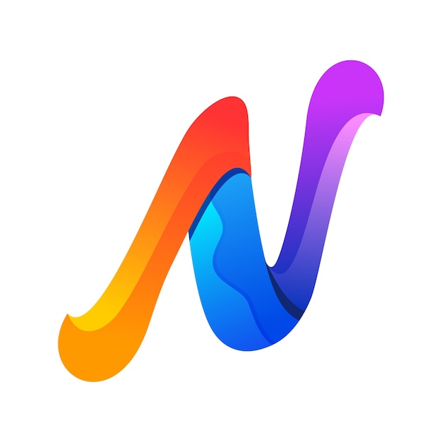 N letter colorful logo gradient vector