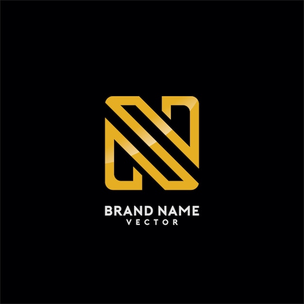 N lettera gold monogram logo design