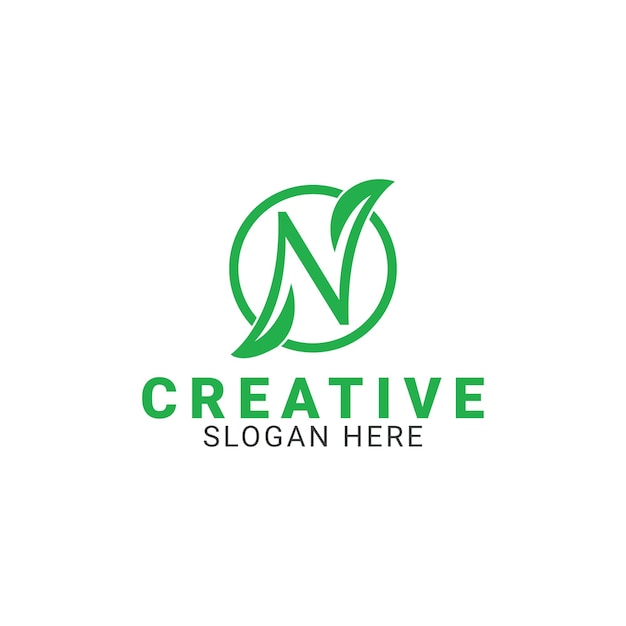 Vettore lettera n logo design, n agro logo design, foglia logo design