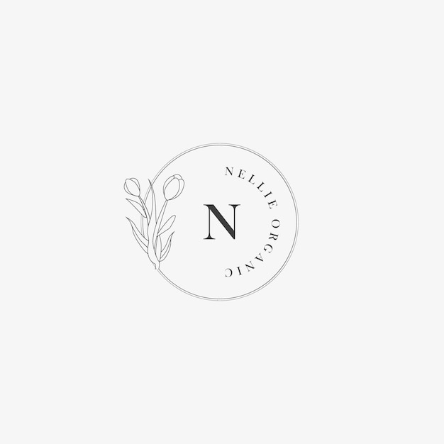 N Letter-logo met creatief bloemenconcept voor bedrijfsschoonheid, onroerend goed Premium Vector