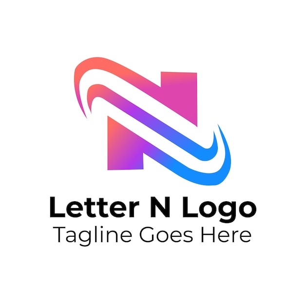 N Letter Logo Pictogram Roze Paarse en blauwe kleurverloop Ontwerpsjabloon Element vector kunst