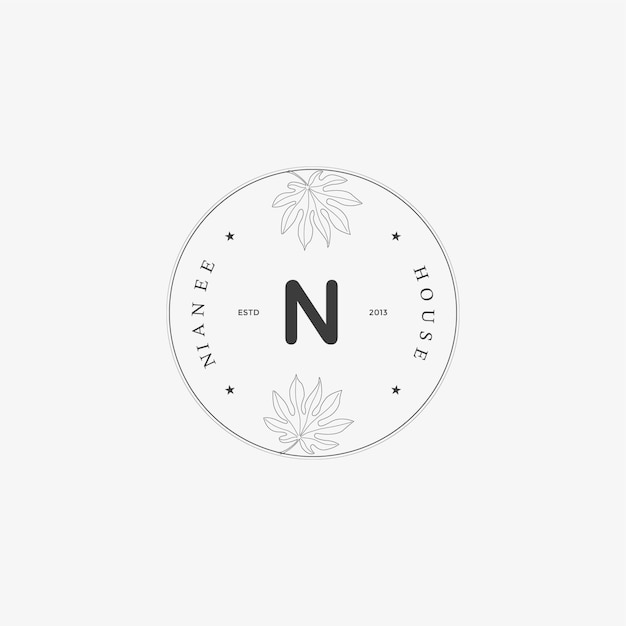 Вектор n letter logo с креативной цветочной концепцией для компании, бизнеса, красоты, недвижимости premium векторы