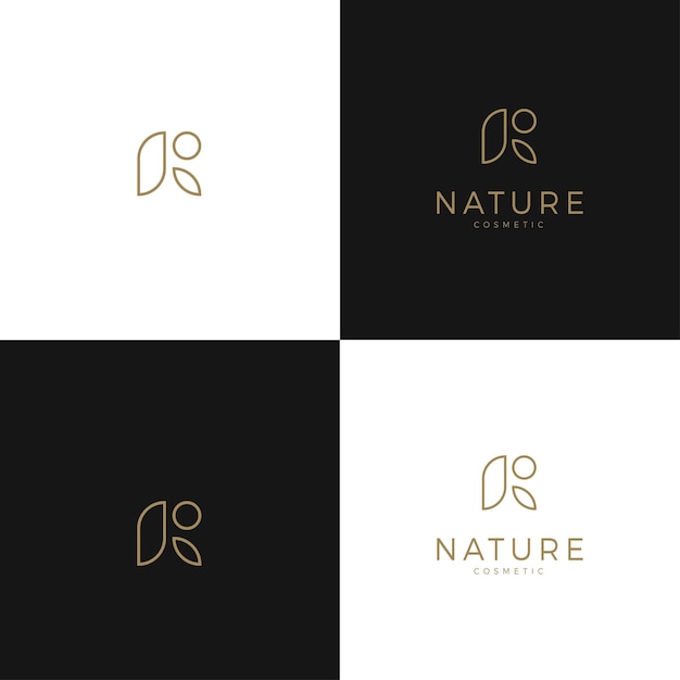 N letter monogram logo of the word nature for a cosmetic company with premium vector