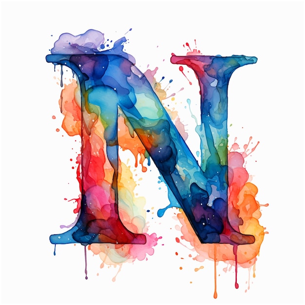 Vector n letter watercolor paint art