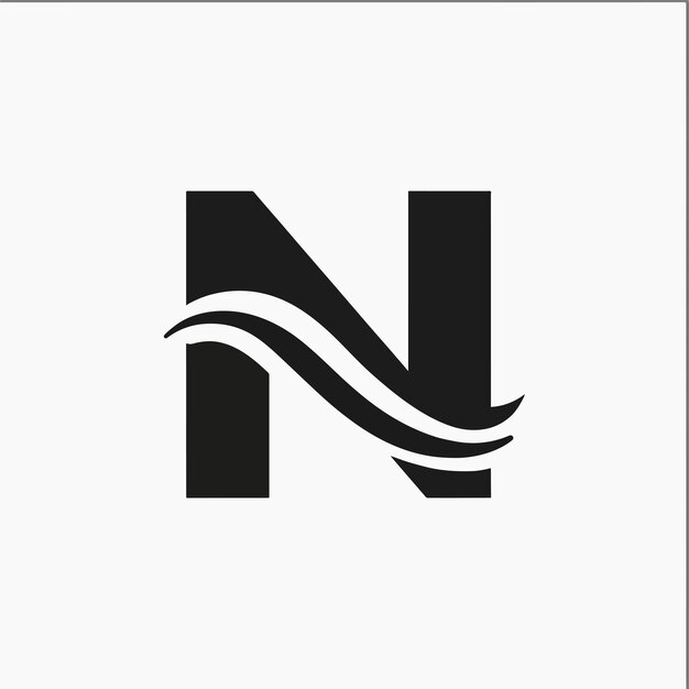 N letter and wave logo vector