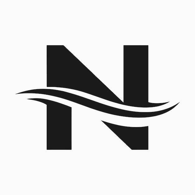 N letter and wave logo vector