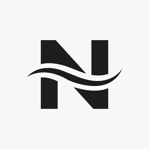 N letter and wave logo vector