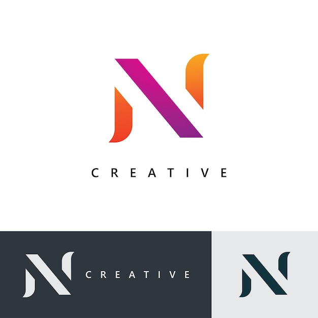Дизайн логотипа N и шаблон Креативные инициалы значка N на основе букв в векторе