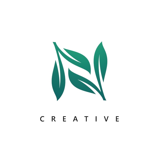 N Logo-ontwerp en sjabloon Creative N-bladpictogram op initialen gebaseerd Letters in vector