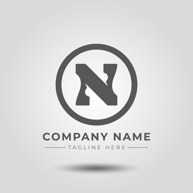 N logotype with cat silhouette premium vector