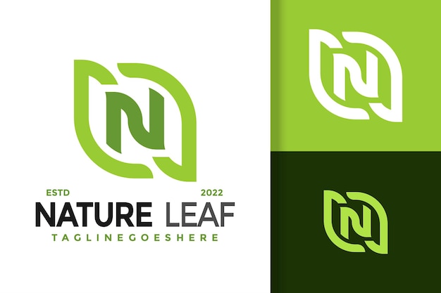 Вектор Шаблон векторной иллюстрации логотипа n nature leaf