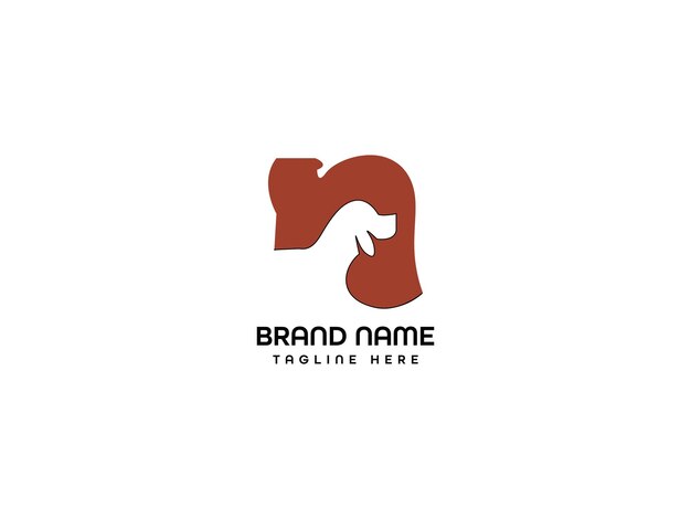 Vector n negatieve ruimte hond logo beste ontwerp voor zakelijke identiteit