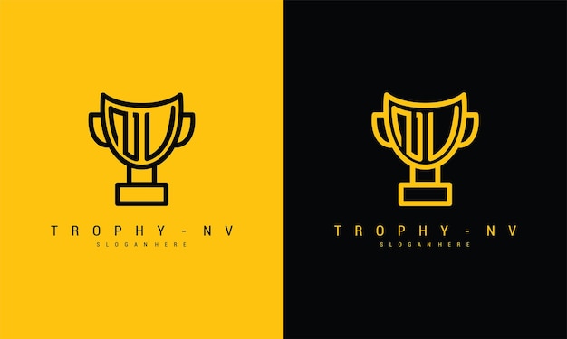 N v letter trophy marking victory logo vector icon illustration premium vector