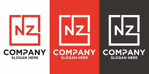 N Z lettering with square design vector template