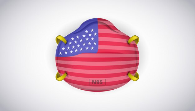 N95 face mask protection with USA America flag safety
