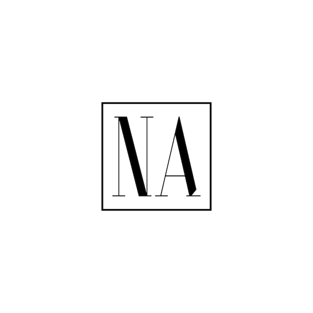 NA 모노그램 로고 디자인 문자 텍스트 이름 기호 흑백 로고타입 알파벳 문자 심플 로고