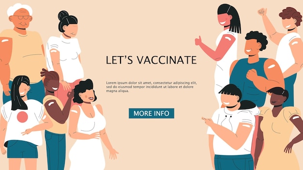 Na vaccinatieconcept vector Coronavirus vaccinbedrijf Injectie in schouder