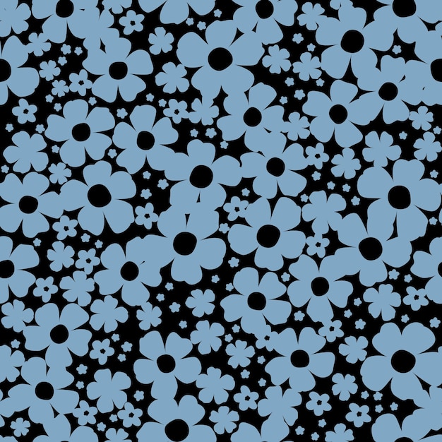 Naadloos abstract patroon met blauwe bloemen Heldere bloemenillustratie