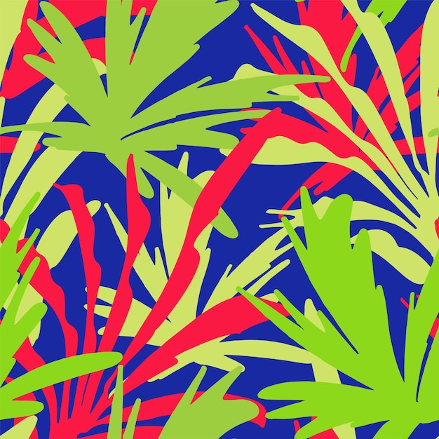 Naadloos abstract vector bloemenpatroon kleurige achtergrond met tropische bladeren
