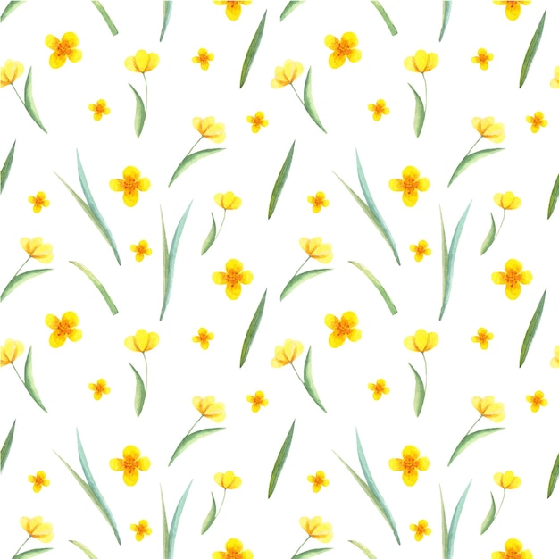 Naadloos aquarelpatroon van bloemen, bloemen en bladeren op een witte achtergrond