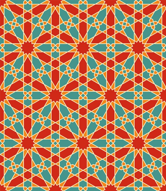 Naadloos Arabisch geometrisch ornament in kleur.Elk vormtype kan worden bewerkt.