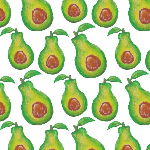 Naadloos avocadopatroon. Kleurpotloodschets
