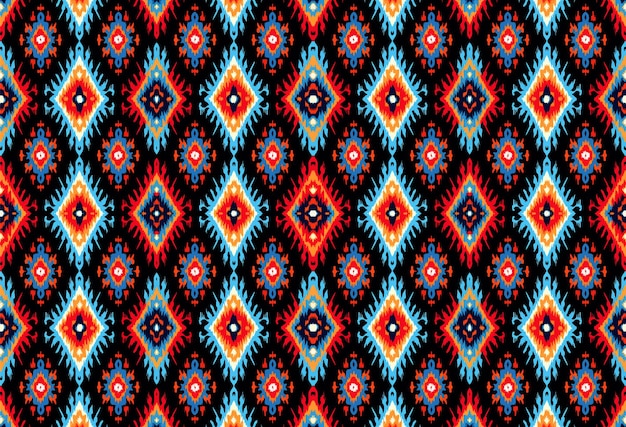 Vector naadloos batikpatroonnaadloos tribal batikpatroon en etnische ikat naadloos kleurrijk patroon