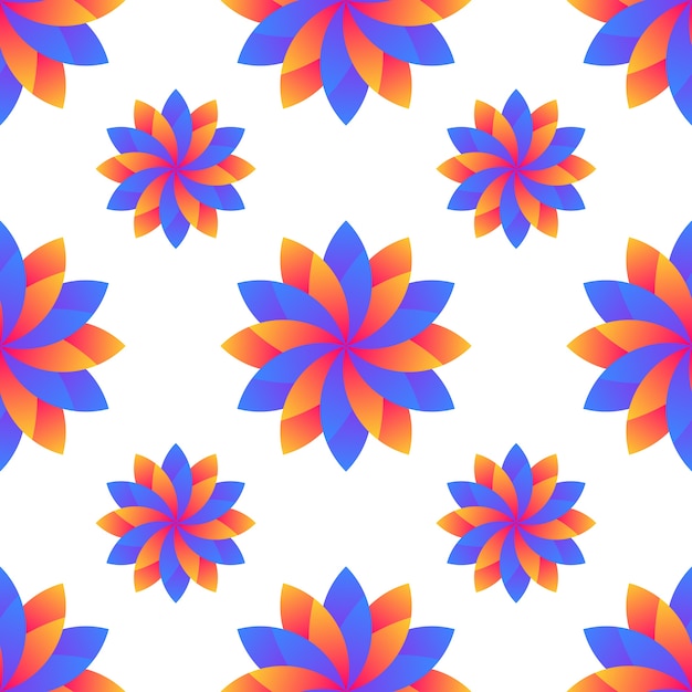 Naadloos blauw en oranje gradiëntbloemen abstract patroon