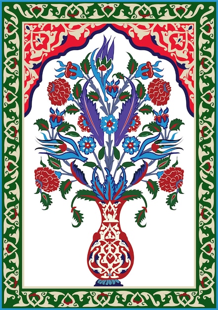 Naadloos bloemenmuurpatroon van het Mughal-tijdperk Mughal Traditioneel kleurrijke boogpoort vectorpatroon