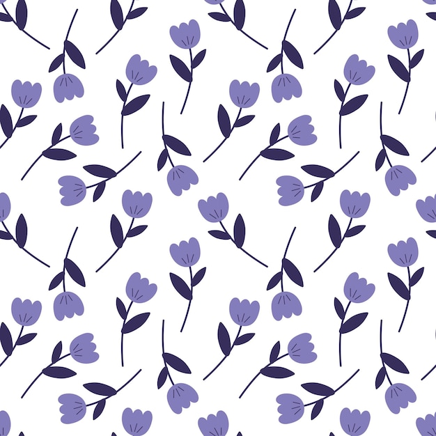 Vector naadloos bloemenpatroon lilac bloemen in een chaotische volgorde voor kleding behang verpakkingspapier