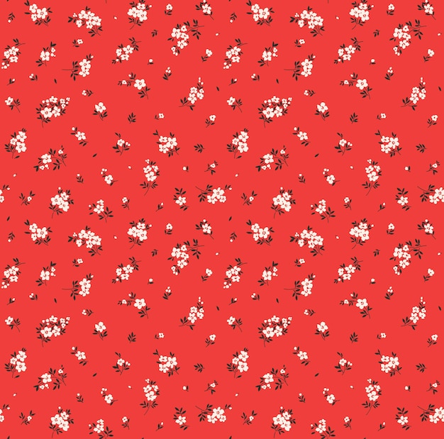 Naadloos bloemenpatroon voor ontwerp Kleine witte bloemen Rode achtergrond Modern bloemenpatroon