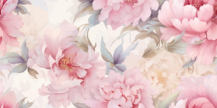 Vector naadloos boho bloemenpatroon met roze pioenbloemen retro collagepatroon hedendaagse afdruk voor