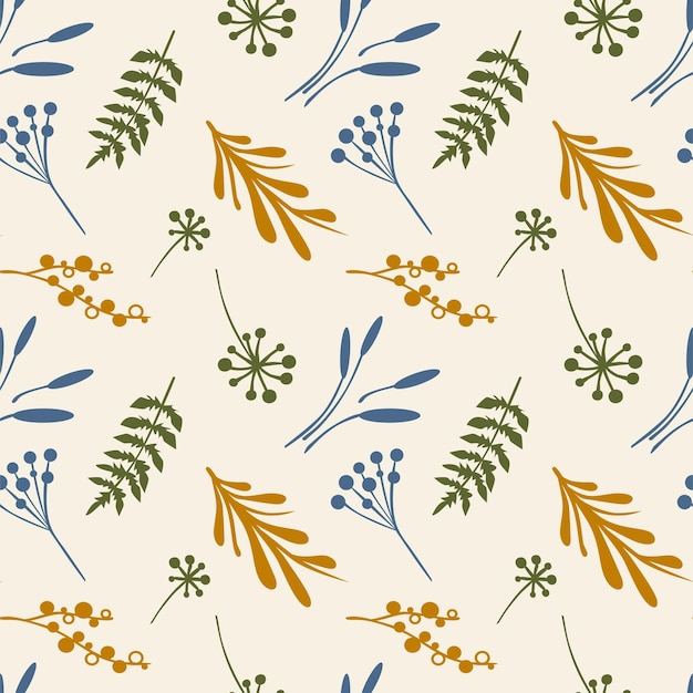 Naadloos botanisch patroon Bladeren en kruiden Ontwerp voor textielstof