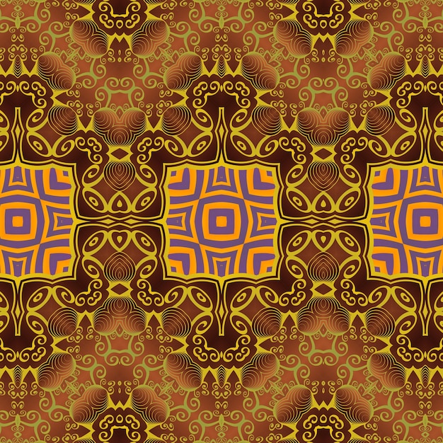 Naadloos geïllustreerd patroon gemaakt van abstracte elementen in beige, oranje en bruin