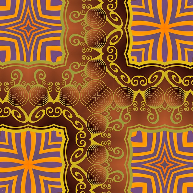 Naadloos geïllustreerd patroon gemaakt van abstracte elementen in beige, oranje en bruin