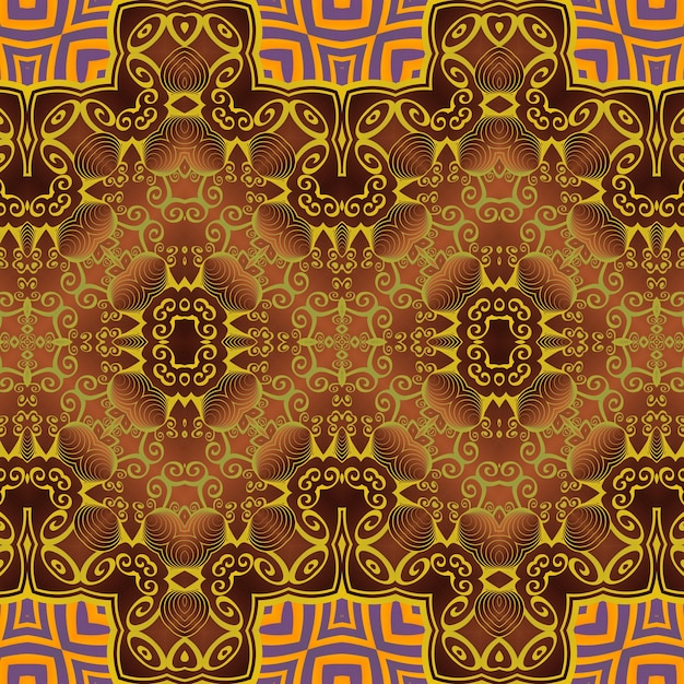 Naadloos geïllustreerd patroon gemaakt van abstracte elementen in beige, oranje en bruin