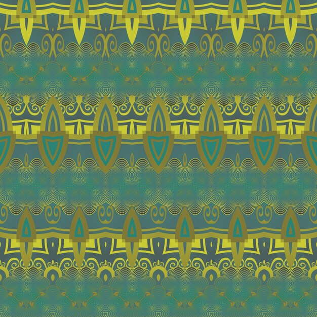 Naadloos geïllustreerd patroon gemaakt van abstracte elementen in groen en geel