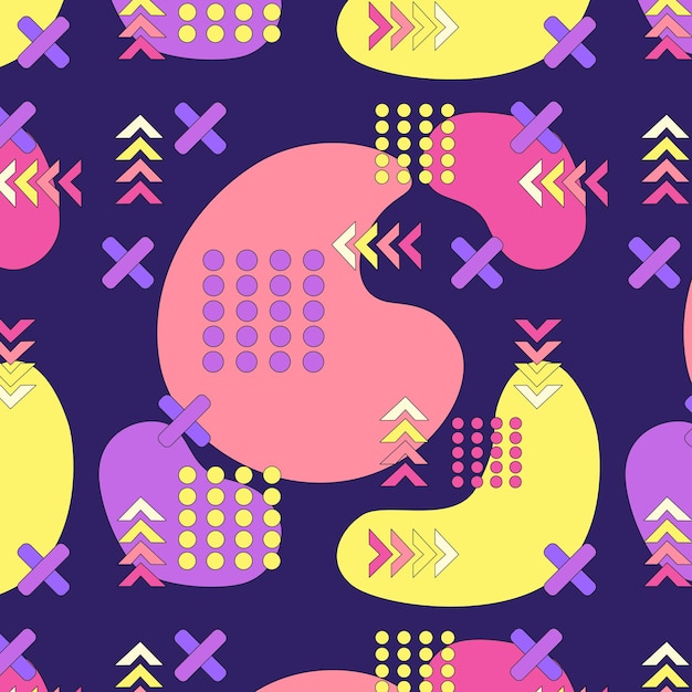 Naadloos gekleurd patroon als achtergrond, verschillende geometrische vormen - Vectorillustratie