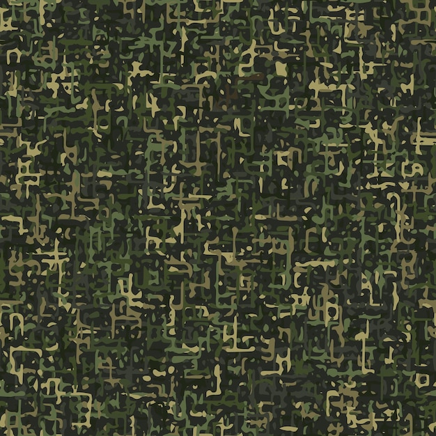 Naadloos groen camouflagepatroon met kleine abstracte vormen