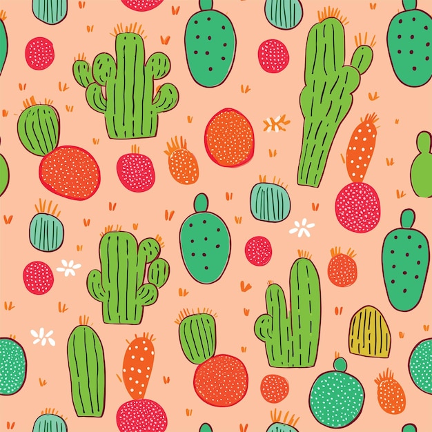 Naadloos kleurrijk cactuspatroon